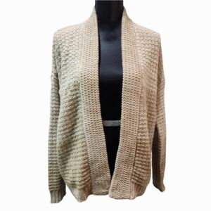 STREETWEAR SOCIETY Knit Crochet Neutral Open Front Cardigan Sweater (L)